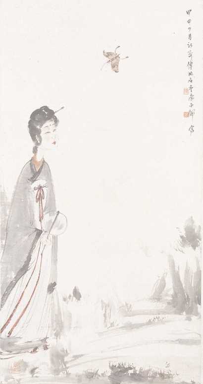 傅抱石 1944年作 仕女图 镜心